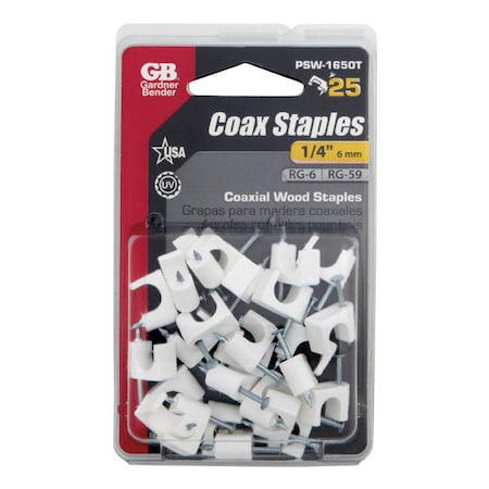 STAPLE COAXL WH 1/4CD25